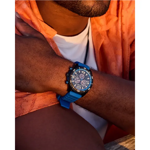 Citizen Brycen Men's Eco-Drive Sport Chronograph Black Dial Blue Silicone Watch