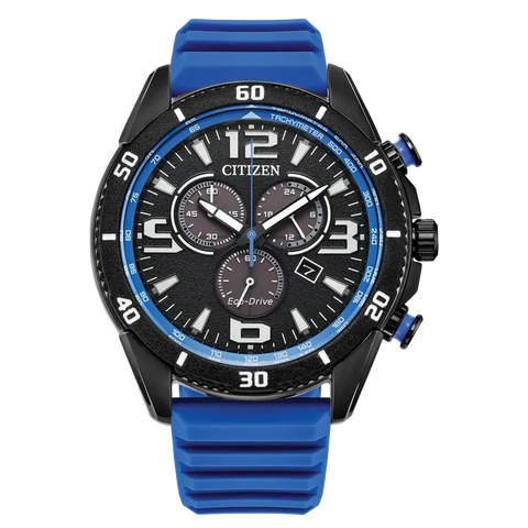 Citizen Brycen Men's Eco-Drive Sport Chronograph Black Dial Blue Silicone Watch