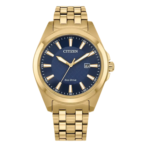 Citizen Classic Eco-Drive Gold-Tone Stainless Steel Watch Blue Dial