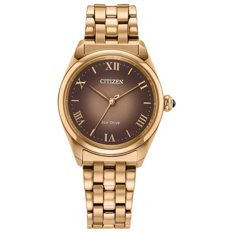 Citizen Classic Rose-Gold Tone Eco-Drive Women's Brown Dial Watch