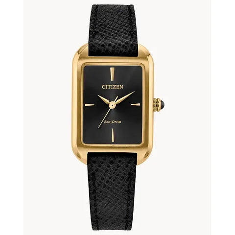 Citizen Dress Classic Black Dial Gold-Tone Eco-Drive Women's Watch