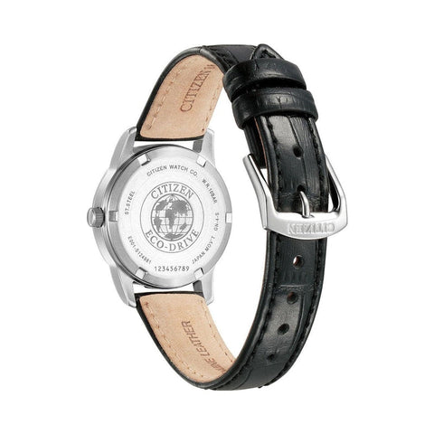 Citizen Eco-drive White Analog Black Leather