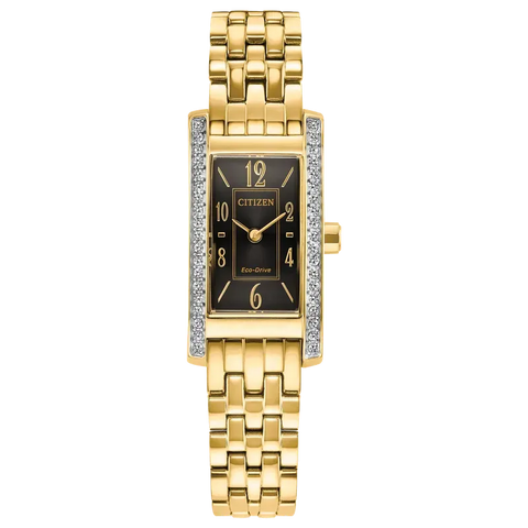 Citizen Gold-Tone Stainless Steel Women's Black Dial Watch