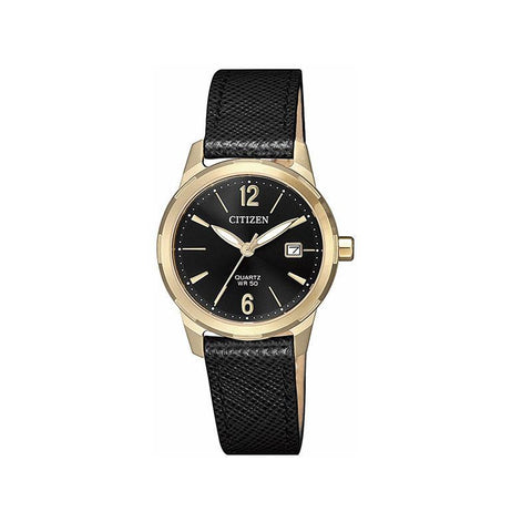 Citizen Ladies Black Leather Watch
