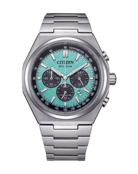 Citizen Super Titanium Chronograph Turquoise Dial Watch