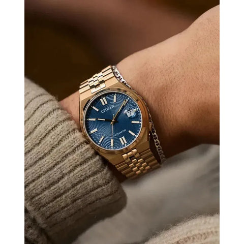 Citizen TSUYOSA 60 Automatic Rose Gold-Tone Blue Dial Stainless Steel Watch
