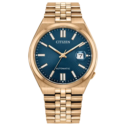 Citizen TSUYOSA 60 Automatic Rose Gold-Tone Blue Dial Stainless Steel Watch