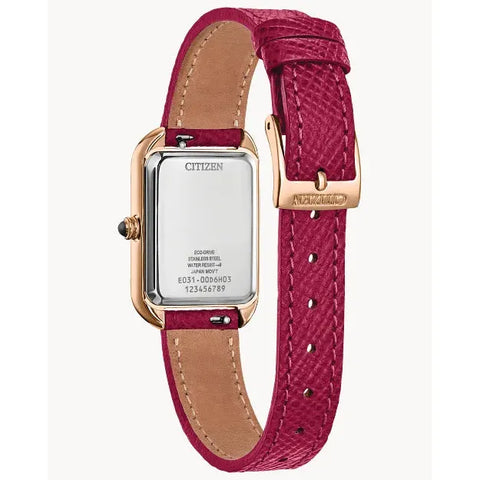Citizen Women's Dress Classic Eco-Drive Rose Gold-Tone Pink Leather Watch