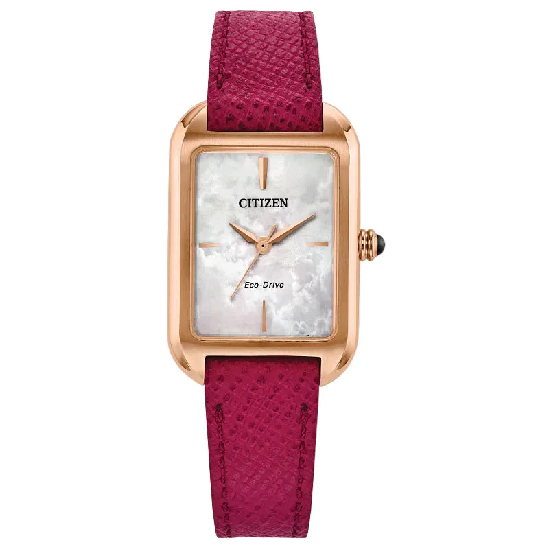 citizen watch ladies gold watch leather strap