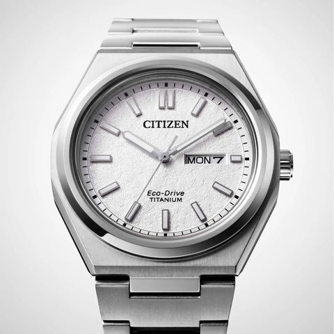 Citizen Zenshin Super Titanium Eco-Drive Men's Stainless Steel White Dial Watch