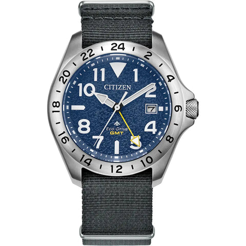 Citizen Promaster Land GMT Eco-Drive Stainless Steel Blue Dial Men's Watch